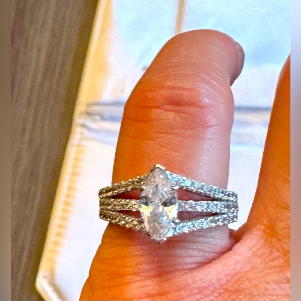 NWT Elegant Silver Marquise Cut Ring with CZ’s